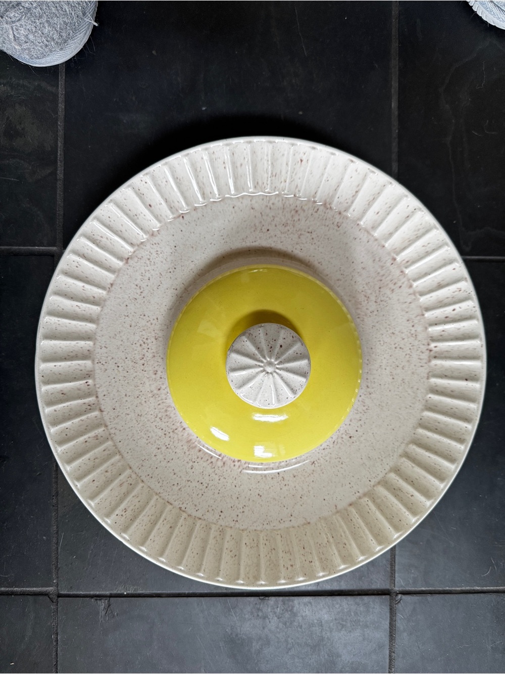 MCM Yellow and Cream Ceramic Centerpiece Bowl